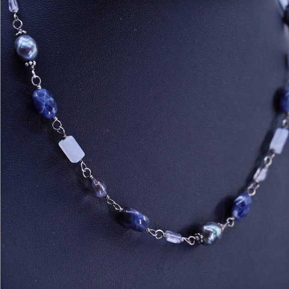 16”, Silpada sodalite blue lace chalcedony pearl - Picture 1 of 2